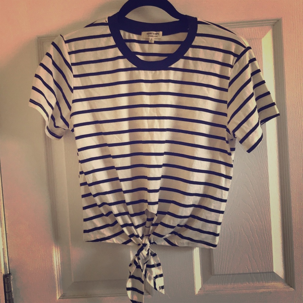 Cream top with black stripes